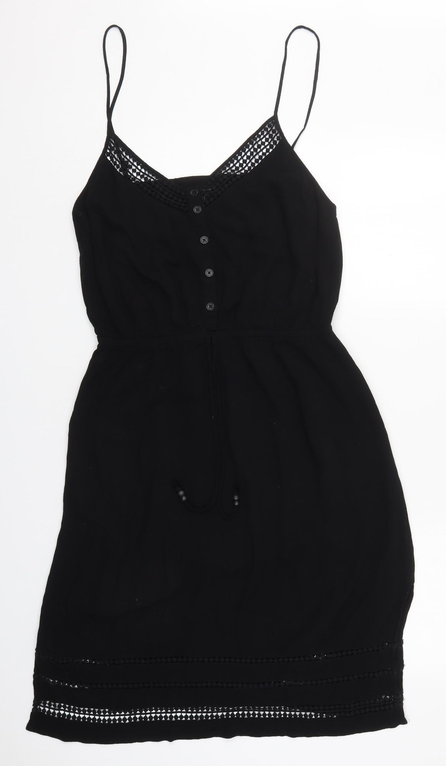New Look Womens Black  Viscose Tank Dress  Size 16  V-Neck Pullover