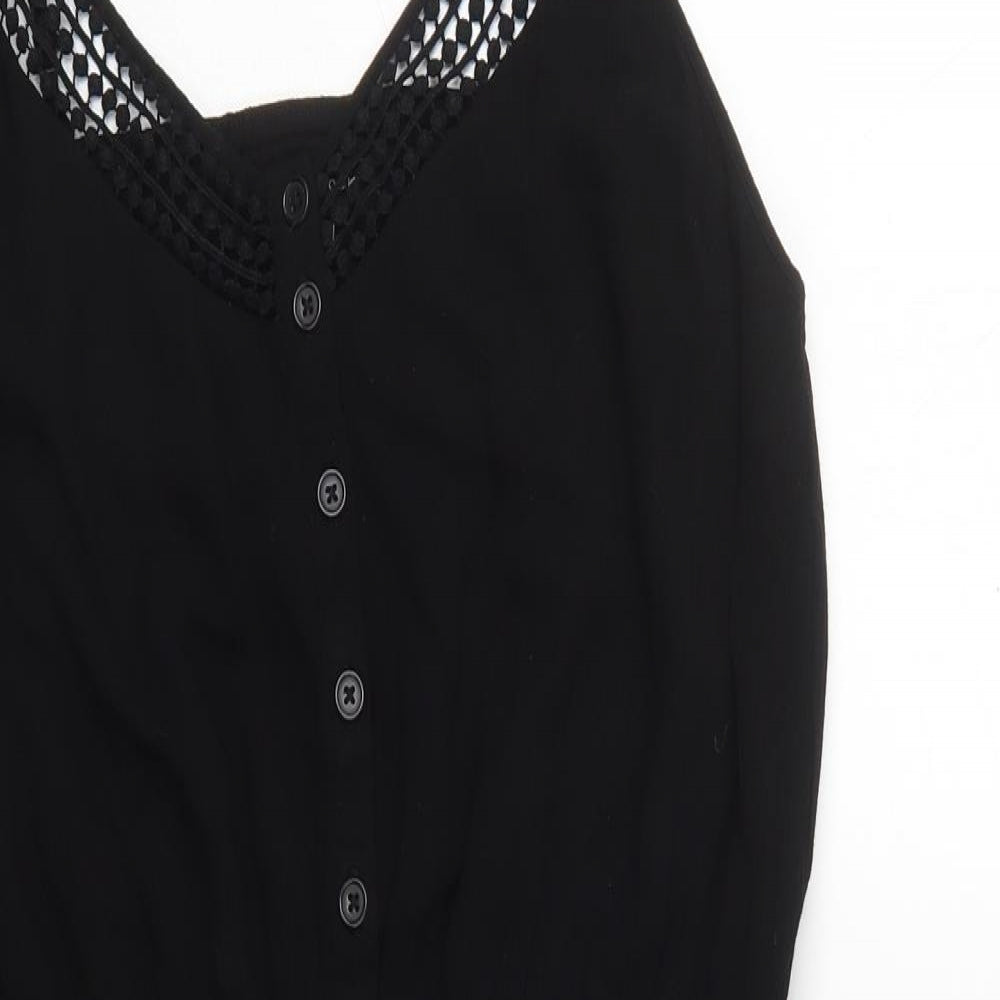 New Look Womens Black  Viscose Tank Dress  Size 16  V-Neck Pullover