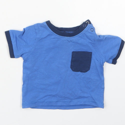 TU Boys Blue  Cotton Basic T-Shirt Size 0-3 Months Crew Neck Pullover