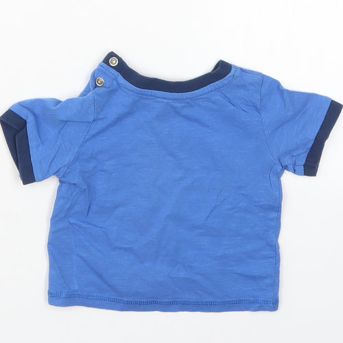 TU Boys Blue  Cotton Basic T-Shirt Size 0-3 Months Crew Neck Pullover