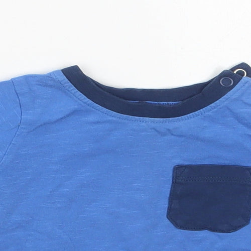 TU Boys Blue  Cotton Basic T-Shirt Size 0-3 Months Crew Neck Pullover