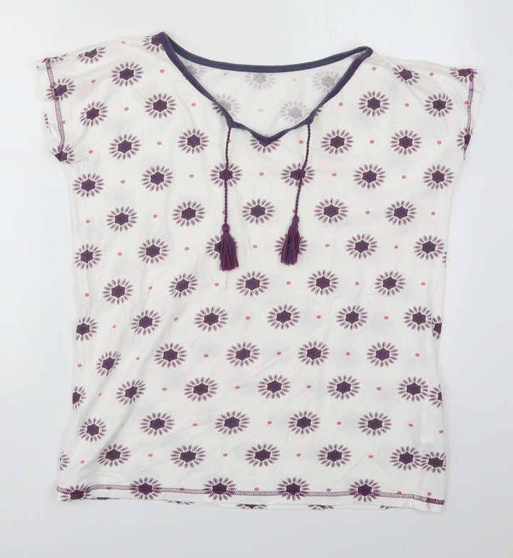 Avon Womens Multicoloured Geometric Cotton Top Pyjama Top Size 10