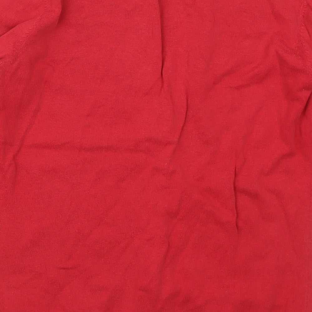 Monsoon Womens Red V-Neck  Cotton Cardigan Jumper Size 8