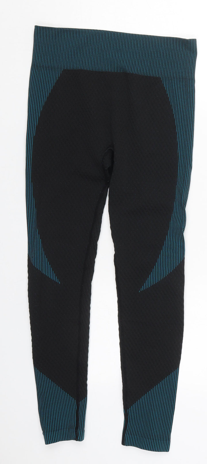 Preworn Womens Blue Striped Nylon Compression Leggings Size M L24 in Regular