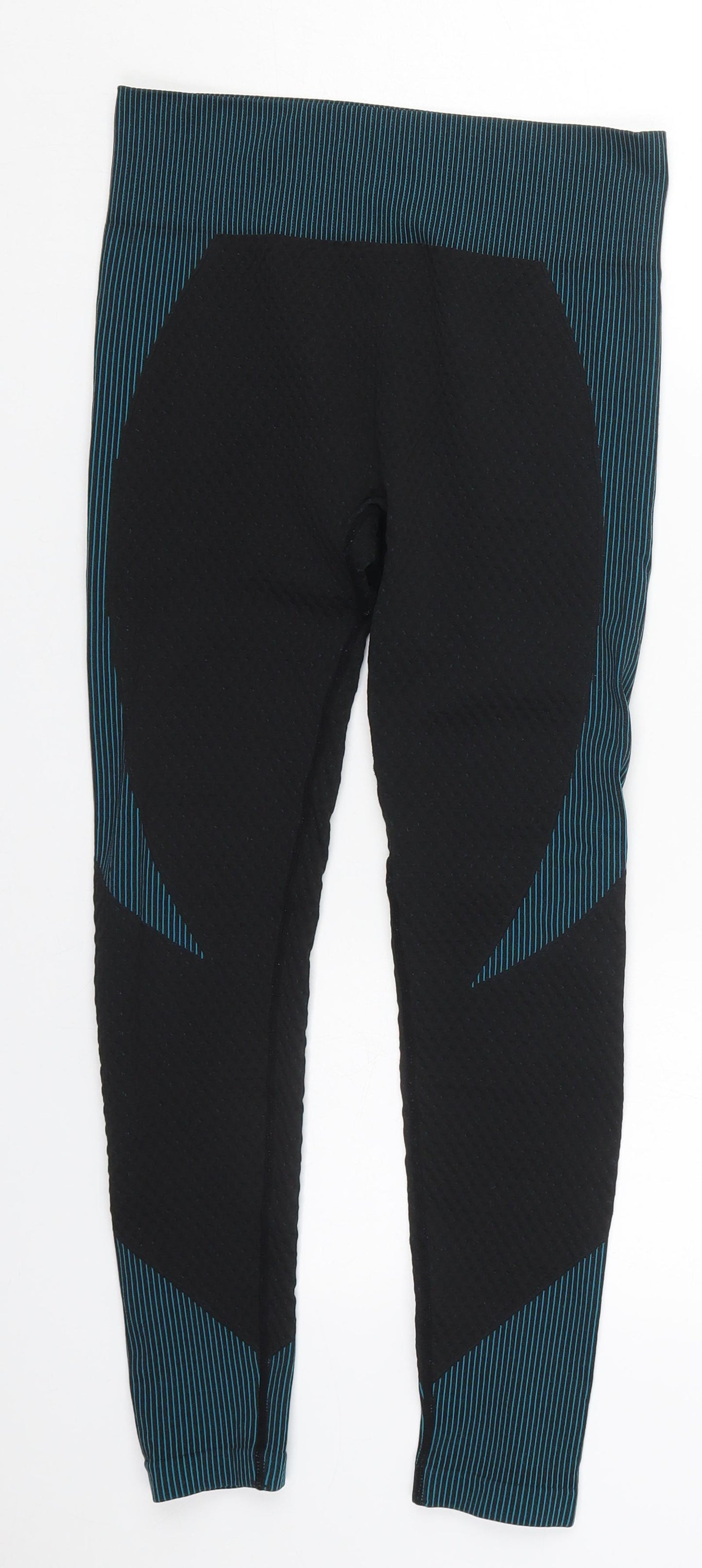 Preworn Womens Blue Striped Nylon Compression Leggings Size M L24 in Regular