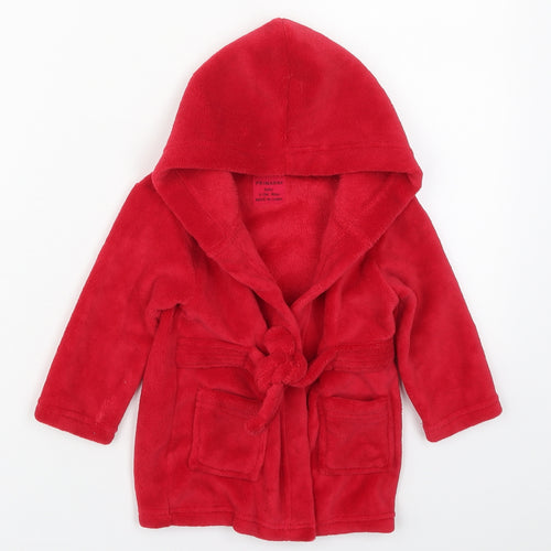 Primark Baby Red Solid Polyester Kimono Robe Size 9-12 Months  Tie