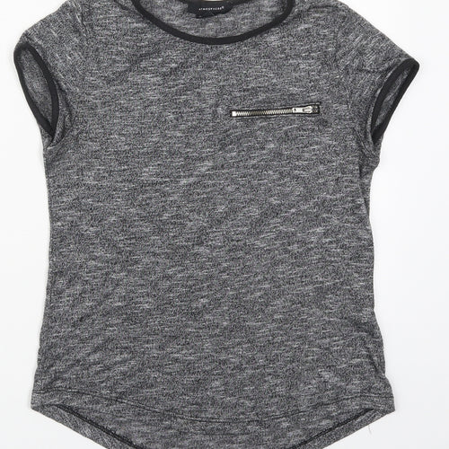 Atmosphere Womens Grey  Viscose Basic T-Shirt Size 6 Round Neck