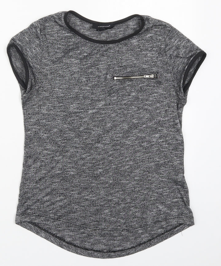 Atmosphere Womens Grey  Viscose Basic T-Shirt Size 6 Round Neck