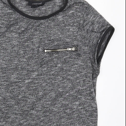 Atmosphere Womens Grey  Viscose Basic T-Shirt Size 6 Round Neck