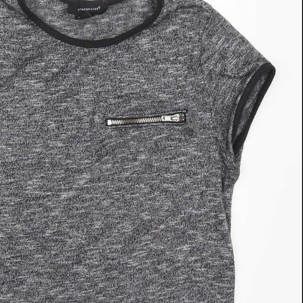 Atmosphere Womens Grey  Viscose Basic T-Shirt Size 6 Round Neck