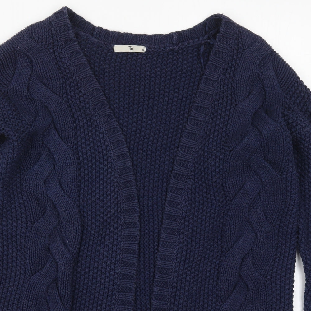 TU Womens Blue V-Neck  Cotton Cardigan Jumper Size 10