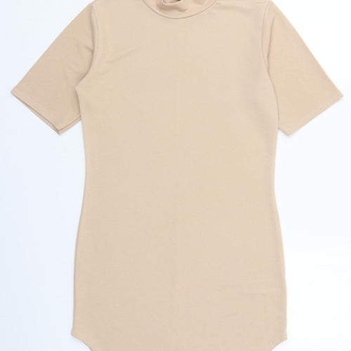 Cameo Rose Womens Beige  Polyester Basic T-Shirt Size 10 Mock Neck