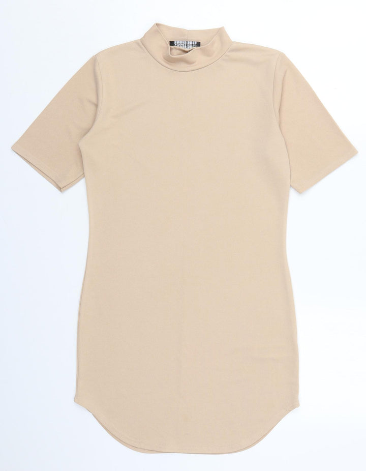 Cameo Rose Womens Beige  Polyester Basic T-Shirt Size 10 Mock Neck