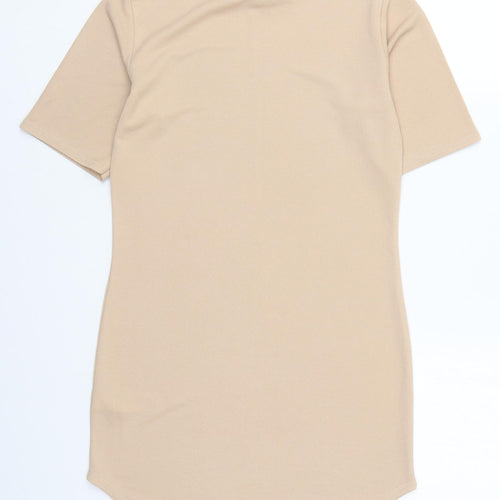 Cameo Rose Womens Beige  Polyester Basic T-Shirt Size 10 Mock Neck
