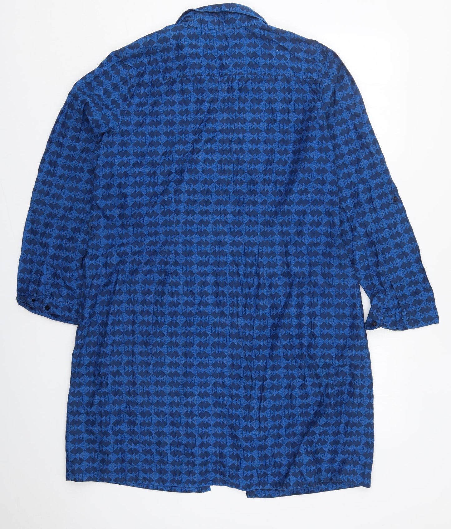 Seasalt Womens Blue Geometric Cotton Shirt Dress  Size 16  Collared Button