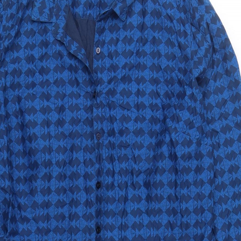 Seasalt Womens Blue Geometric Cotton Shirt Dress  Size 16  Collared Button