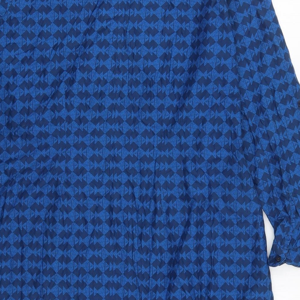 Seasalt Womens Blue Geometric Cotton Shirt Dress  Size 16  Collared Button