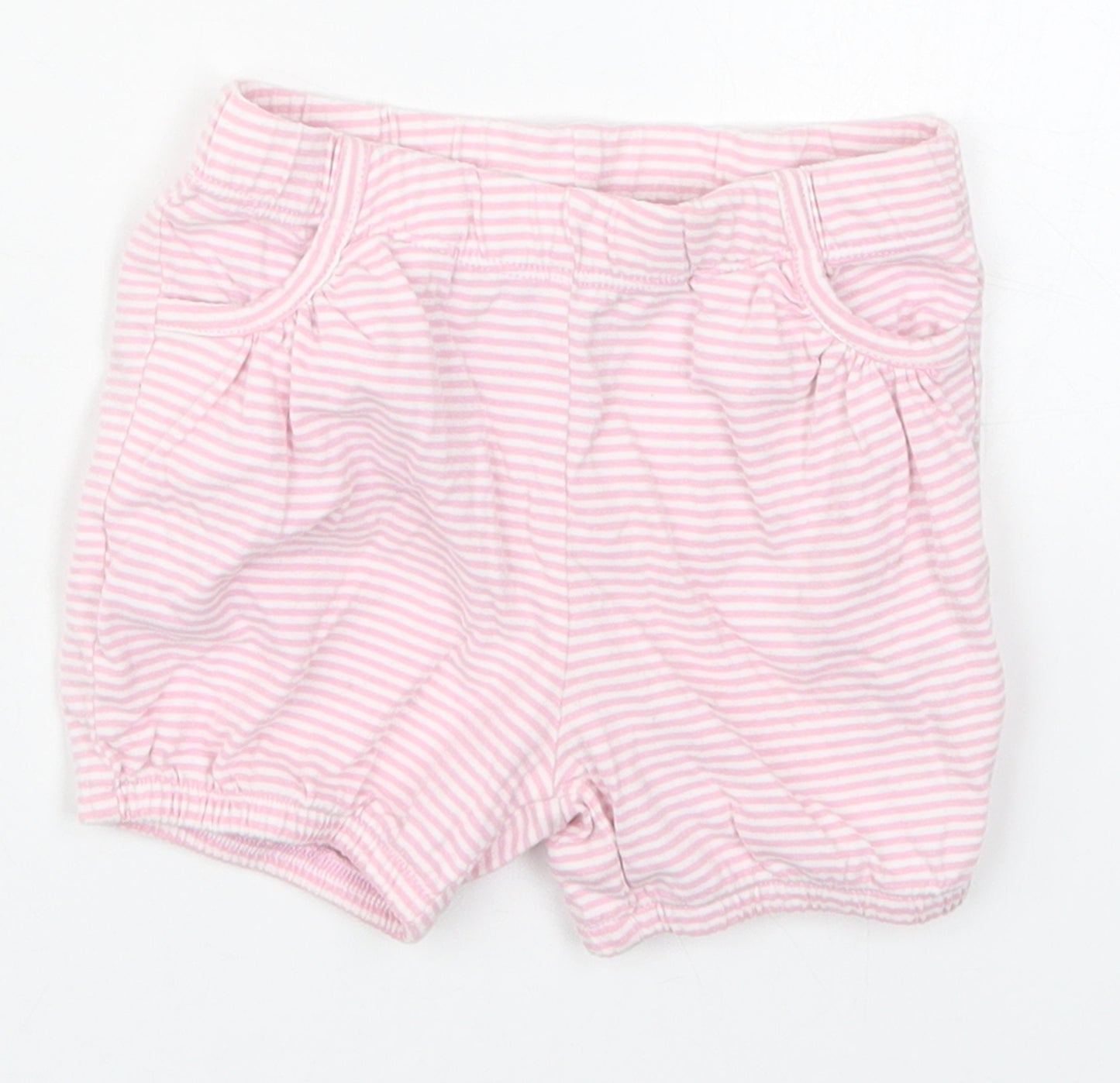 John Lewis Girls Pink Striped Cotton Cropped Trousers Size 3-6 Months   - Sweat Shorts