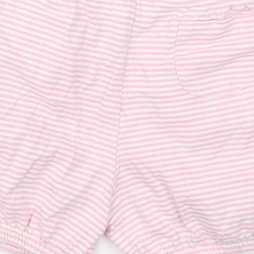 John Lewis Girls Pink Striped Cotton Cropped Trousers Size 3-6 Months   - Sweat Shorts