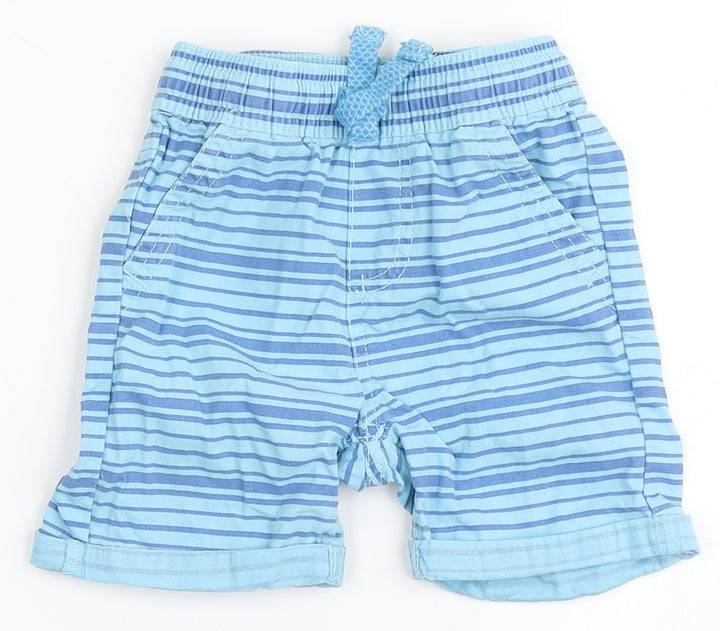 So Cute Boys Blue Striped 100% Cotton Cropped Trousers Size 12-18 Months - Shorts