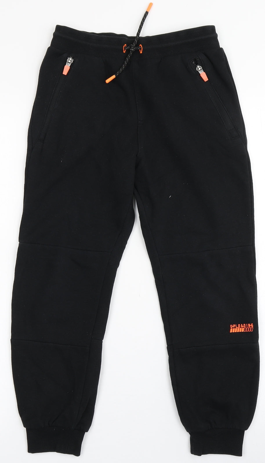 F&F Boys Black  Cotton Jogger Trousers Size 8-9 Years  Regular Drawstring - Uploading