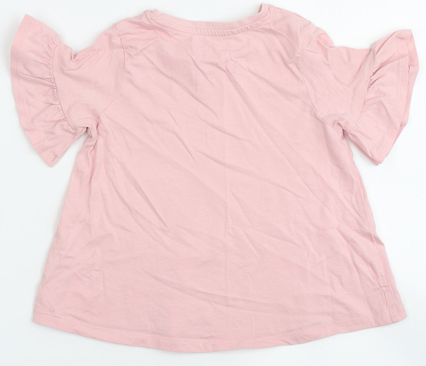 Matalan Girls Pink  100% Cotton Basic T-Shirt Size 4-5 Years Round Neck