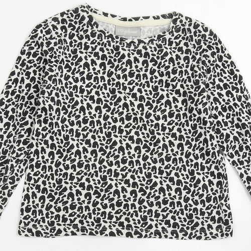 Matalan Girls Ivory Animal Print 100% Cotton Basic T-Shirt Size 4 Years Round Neck