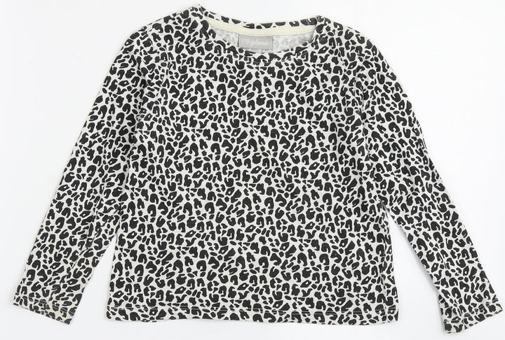 Matalan Girls Ivory Animal Print 100% Cotton Basic T-Shirt Size 4 Years Round Neck