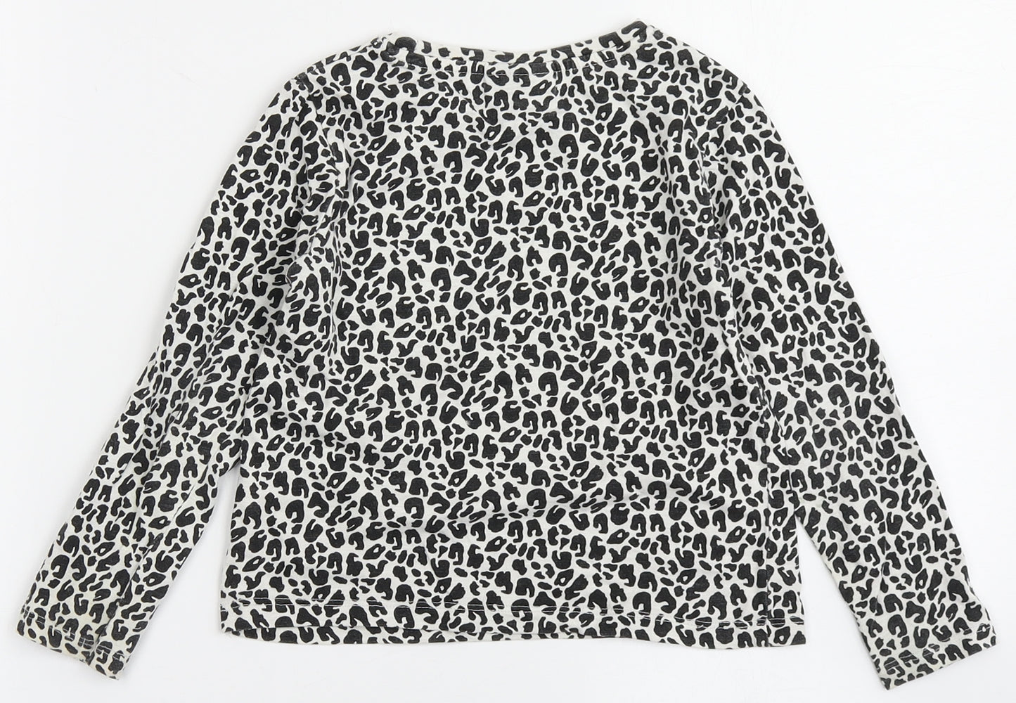 Matalan Girls Ivory Animal Print 100% Cotton Basic T-Shirt Size 4 Years Round Neck
