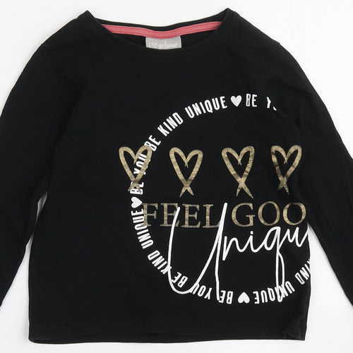 Matalan Girls Black  100% Cotton Basic T-Shirt Size 4 Years Round Neck  - Be You