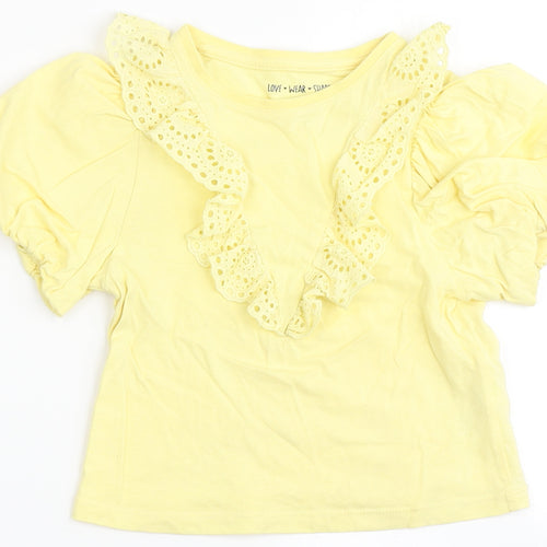 F&F Girls Yellow  100% Cotton Basic T-Shirt Size 4-5 Years Round Neck