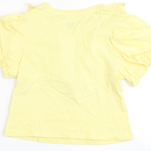 F&F Girls Yellow  100% Cotton Basic T-Shirt Size 4-5 Years Round Neck