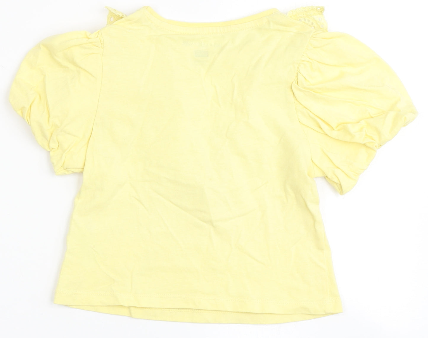 F&F Girls Yellow  100% Cotton Basic T-Shirt Size 4-5 Years Round Neck