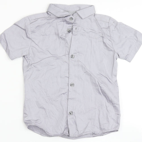 River Island Boys Grey  100% Cotton Basic Button-Up Size 12-18 Months Round Neck Button