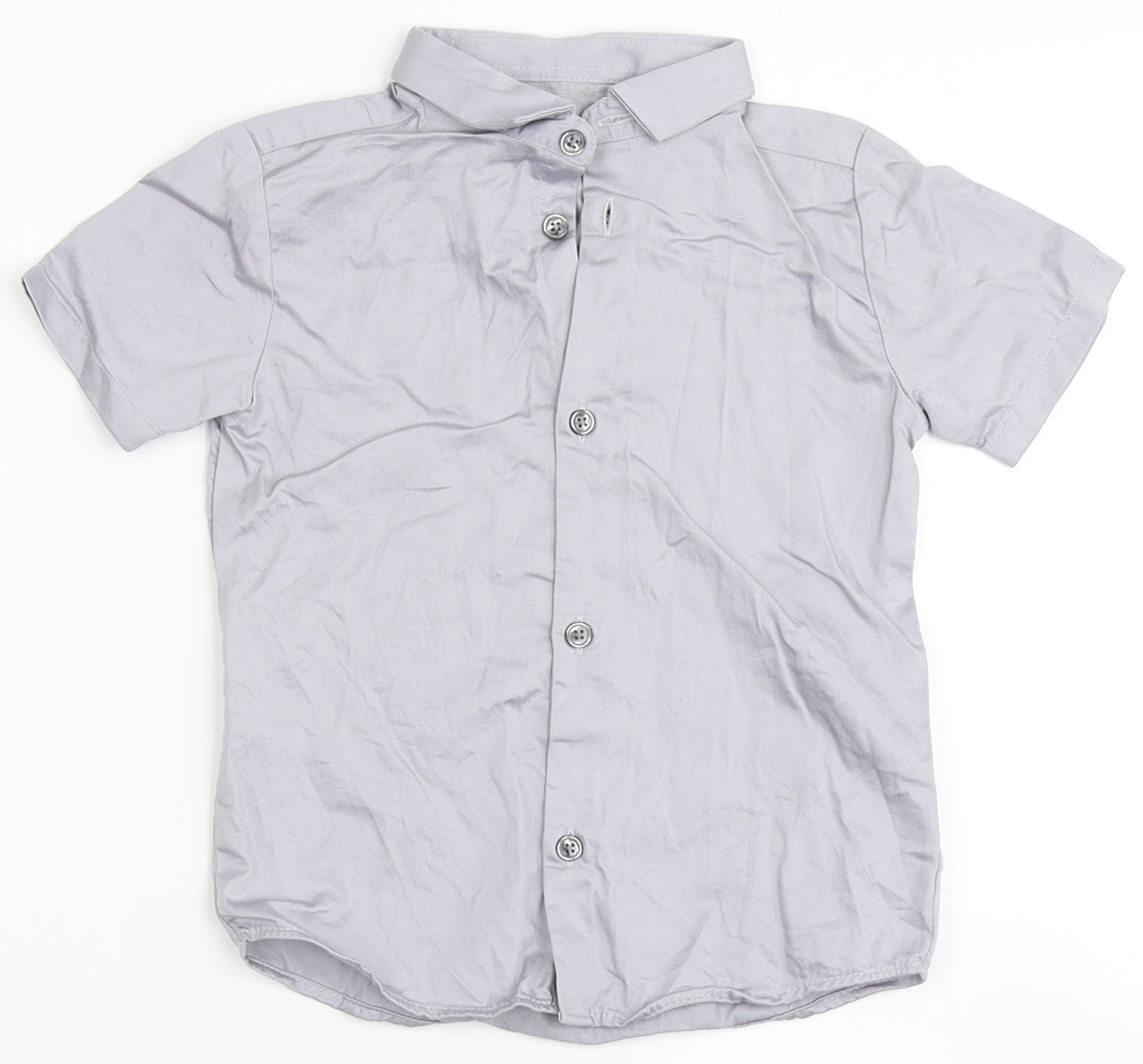 River Island Boys Grey  100% Cotton Basic Button-Up Size 12-18 Months Round Neck Button