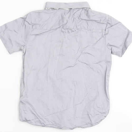 River Island Boys Grey  100% Cotton Basic Button-Up Size 12-18 Months Round Neck Button