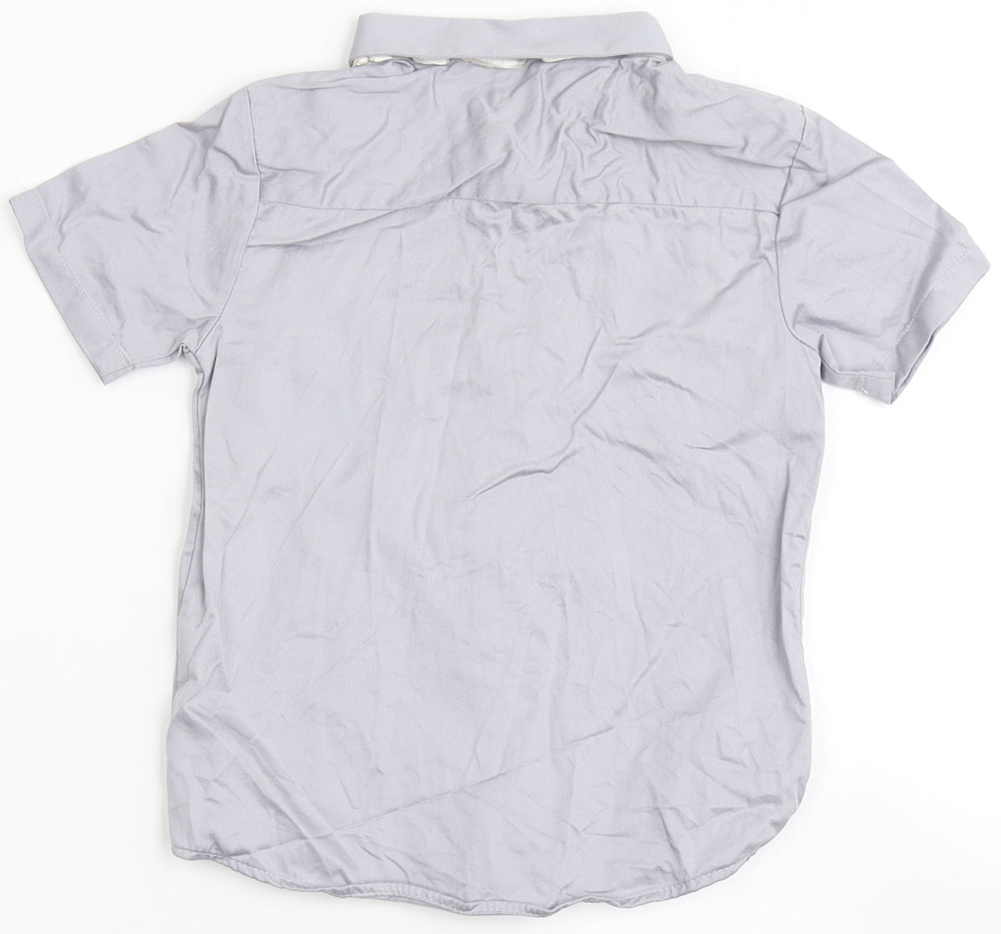 River Island Boys Grey  100% Cotton Basic Button-Up Size 12-18 Months Round Neck Button