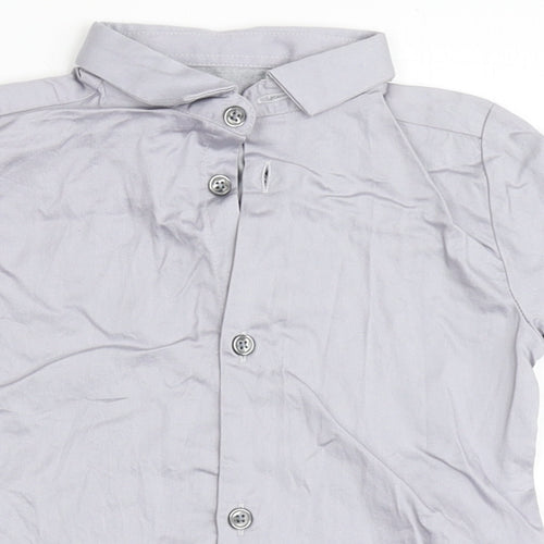 River Island Boys Grey  100% Cotton Basic Button-Up Size 12-18 Months Round Neck Button