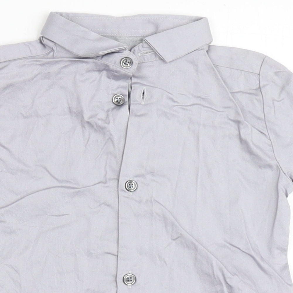 River Island Boys Grey  100% Cotton Basic Button-Up Size 12-18 Months Round Neck Button