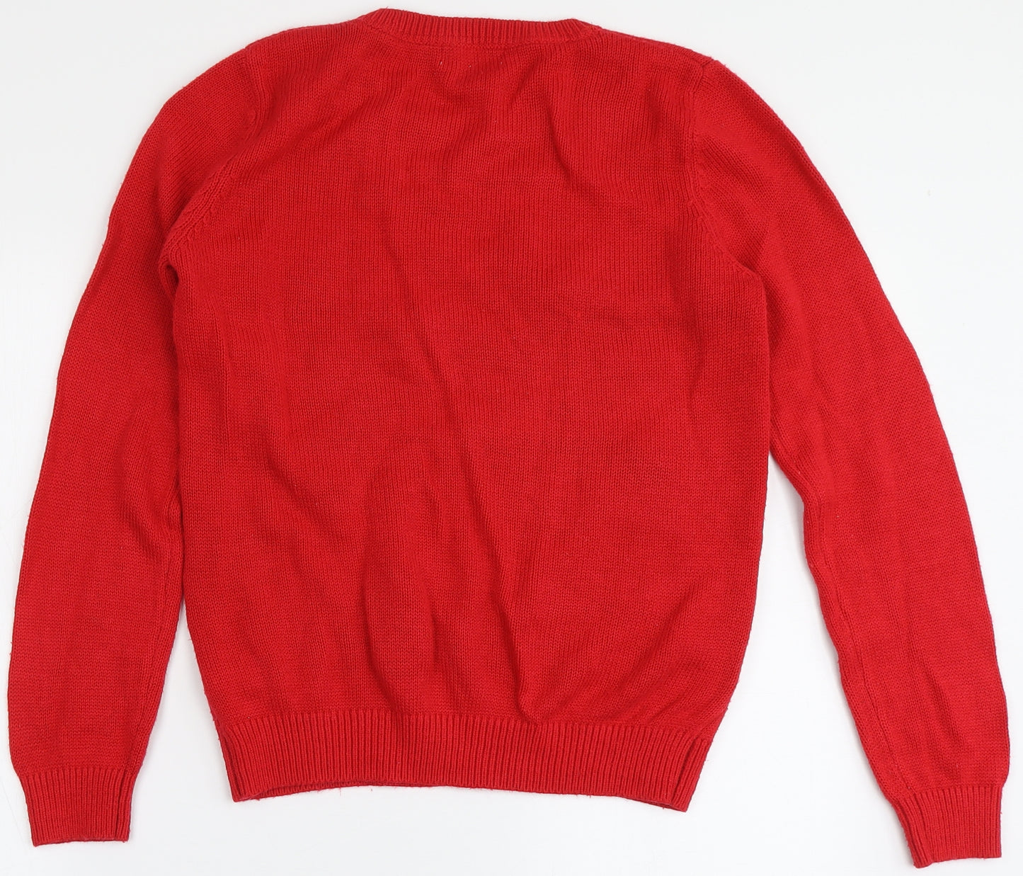 Red Herring Womens Red Round Neck  Acrylic Pullover Jumper Size 12   - Christmas, Penguins