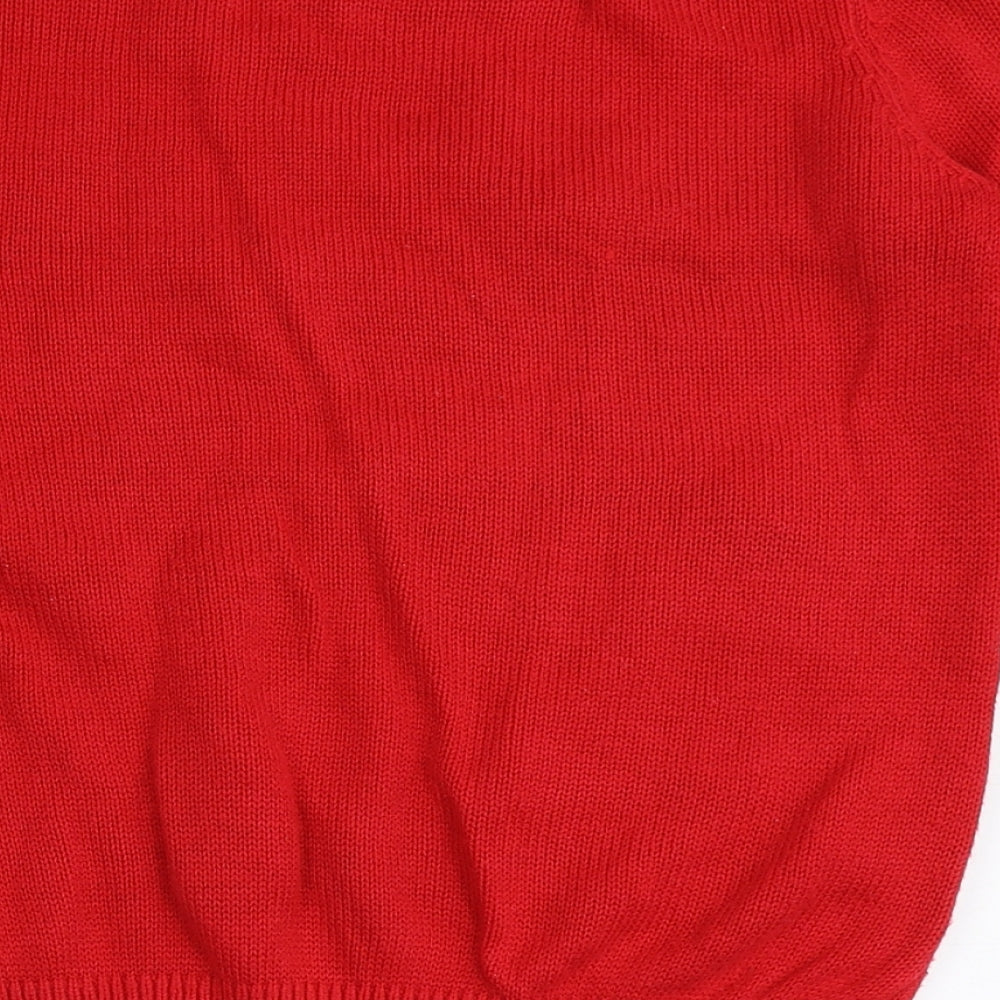 Red Herring Womens Red Round Neck  Acrylic Pullover Jumper Size 12   - Christmas, Penguins