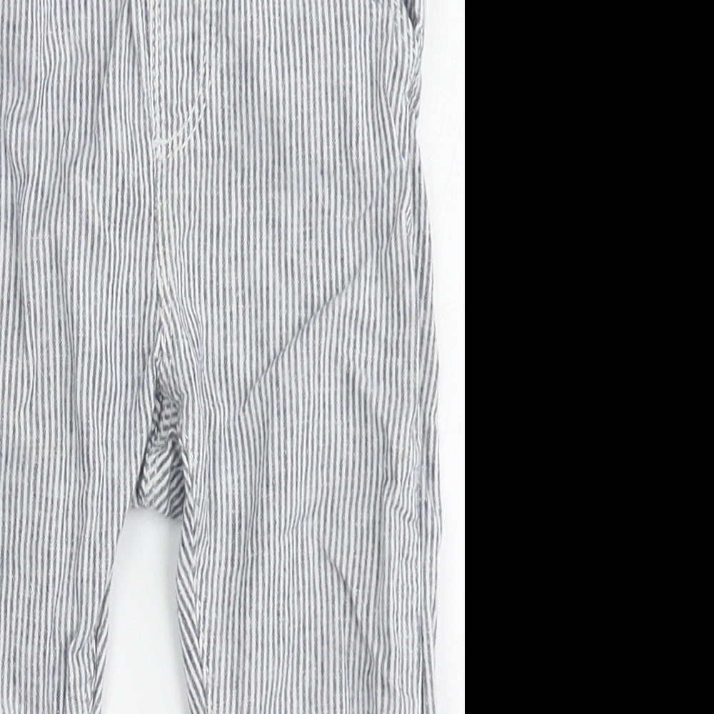 NEXT Boys Blue Striped Linen Cargo Trousers Size 12-18 Months  Drawstring