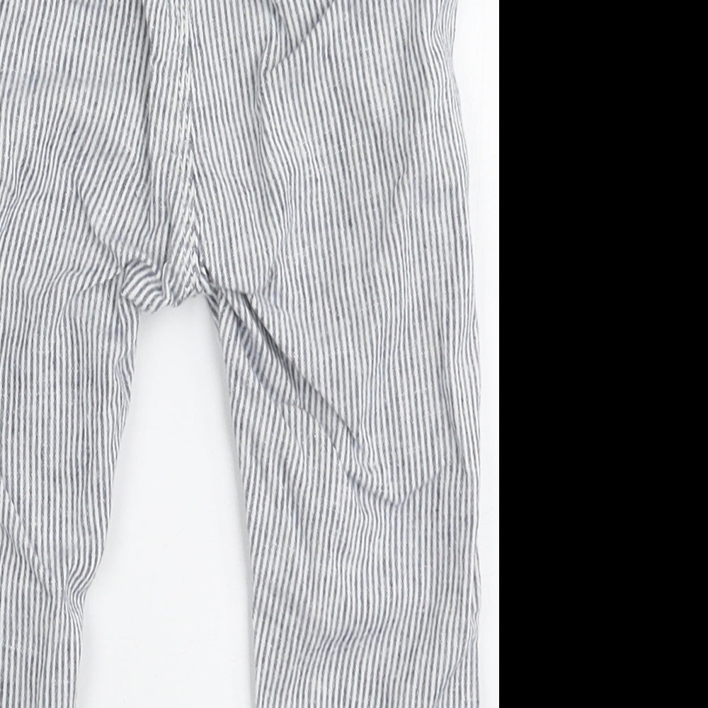 NEXT Boys Blue Striped Linen Cargo Trousers Size 12-18 Months  Drawstring