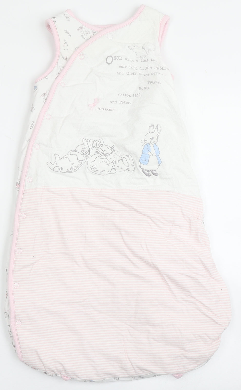 TU Girls Ivory  100% Cotton Babygrow One-Piece Size 6-9 Months  Zip - Sleep Bag, Peter Rabbit