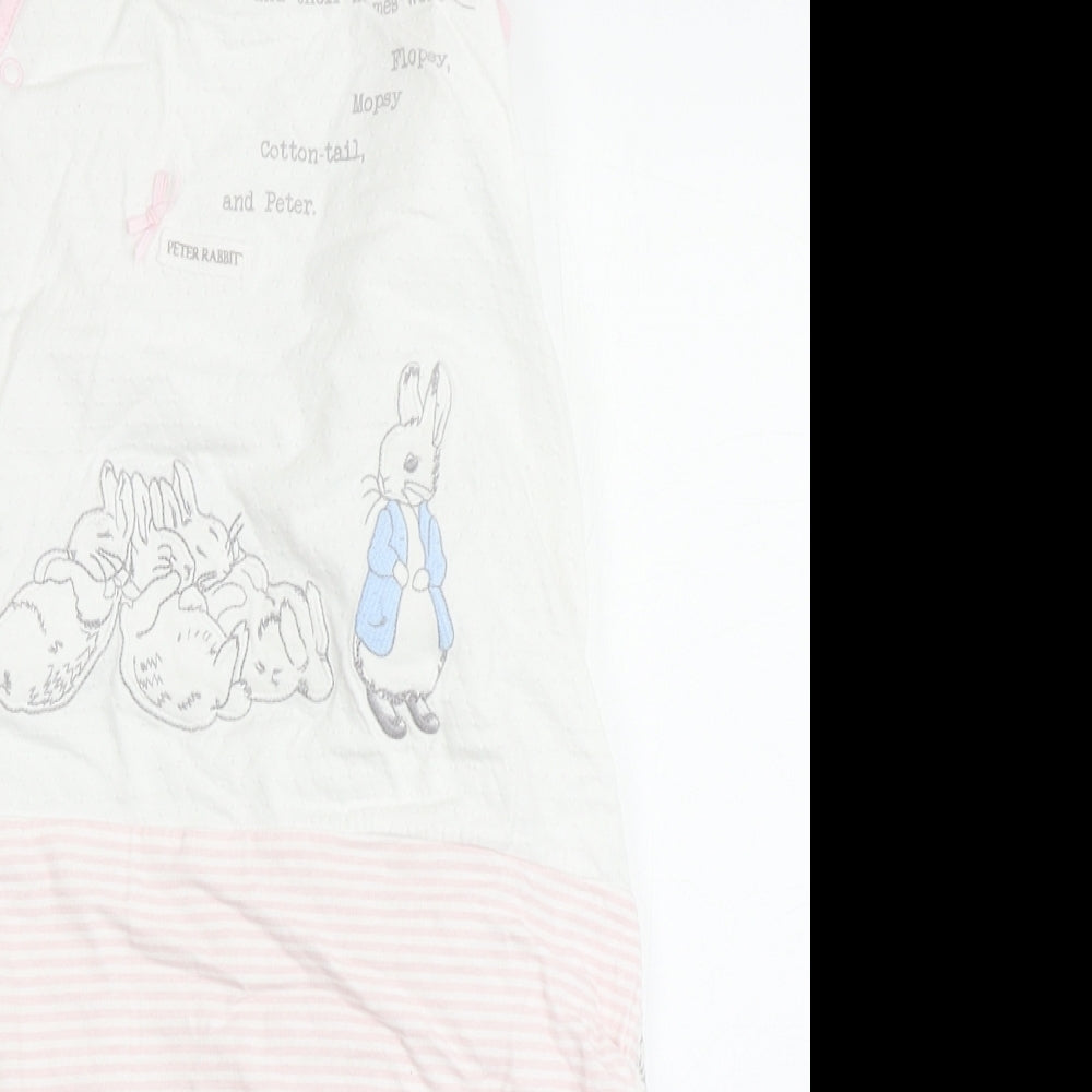 TU Girls Ivory  100% Cotton Babygrow One-Piece Size 6-9 Months  Zip - Sleep Bag, Peter Rabbit