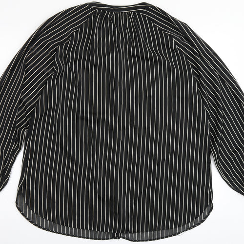 Et Vous Womens Black Striped Polyester Basic Blouse Size 14 Round Neck