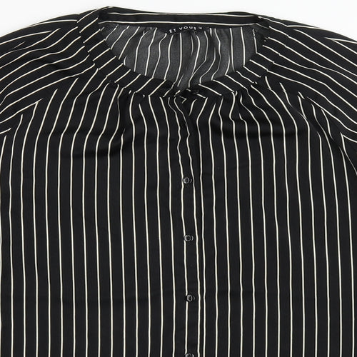Et Vous Womens Black Striped Polyester Basic Blouse Size 14 Round Neck