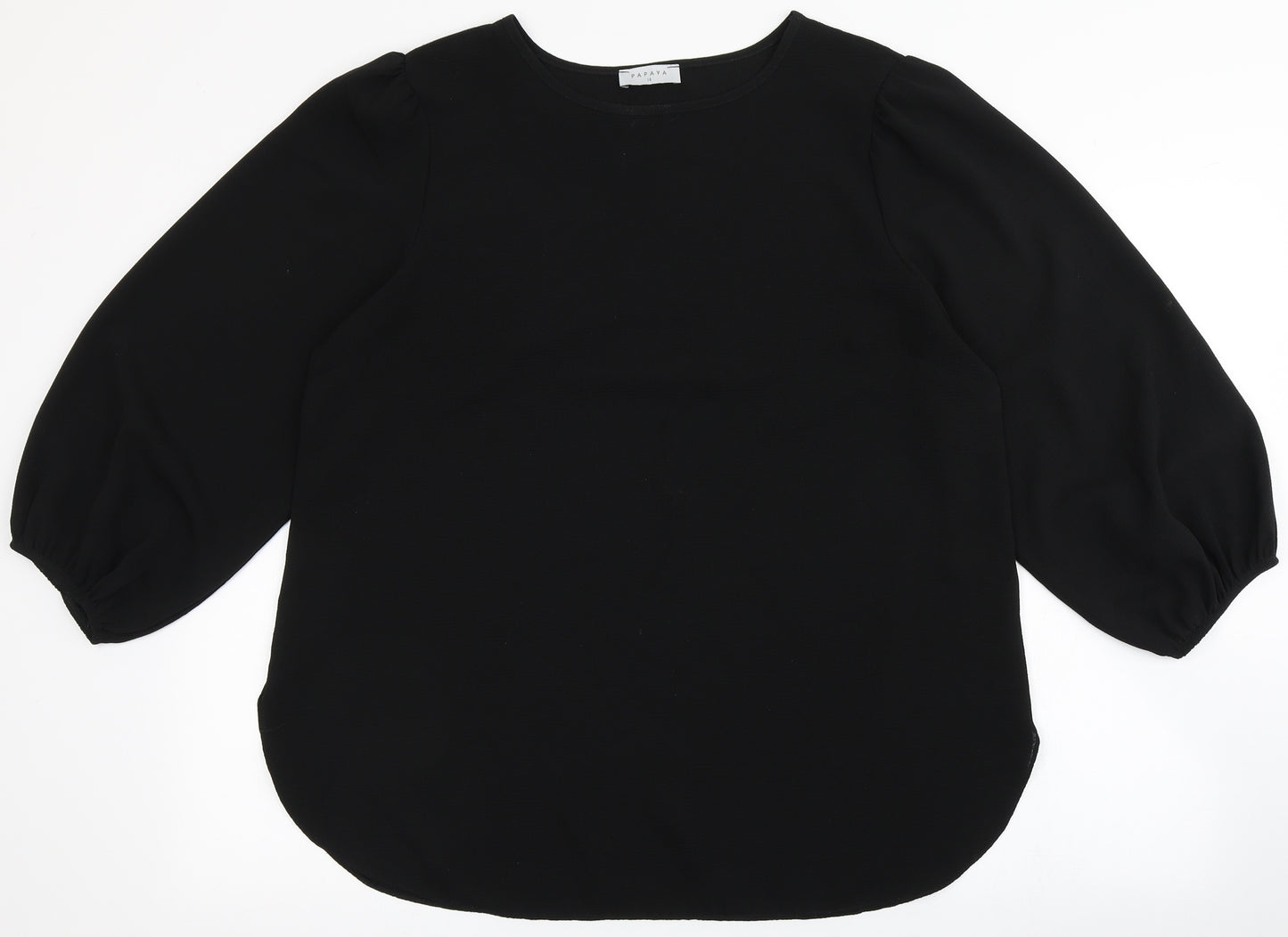 Papaya Womens Black  Polyester Basic Blouse Size 14 Round Neck