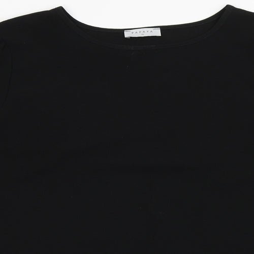 Papaya Womens Black  Polyester Basic Blouse Size 14 Round Neck