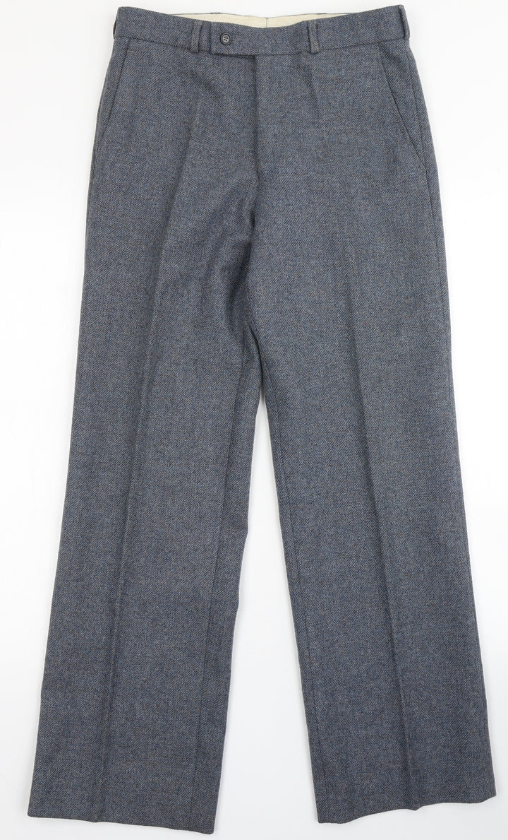 C&A Mens Blue Polyester Dress Pants Trousers L28 in Regular Button